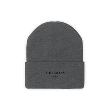 Load image into Gallery viewer, Grey Thumos Black Lettering, Knit Beanie,