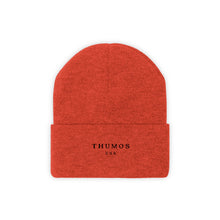 Load image into Gallery viewer, Red Thumos Black Lettering, Knit Beanie,