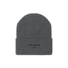 Load image into Gallery viewer, Grey Thumos Black Lettering, Knit Beanie,
