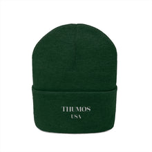 Load image into Gallery viewer, Green Thumos Silver Lettering, Knit Beanie
