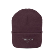 Load image into Gallery viewer, Maroon Thumos Silver Lettering, Knit Beanie
