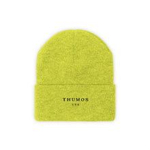 Load image into Gallery viewer, Yellow Thumos Black Lettering, Knit Beanie,
