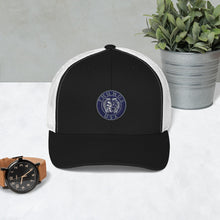 Load image into Gallery viewer, Black and white Trucker Cap with Official Thumos USA Logo
