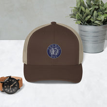 Load image into Gallery viewer, Light and Dark Brown Trucker Cap with Official Thumos USA Logo

