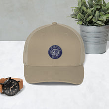 Load image into Gallery viewer, Skin and Light Brown Trucker Cap with Official Thumos USA Logo
